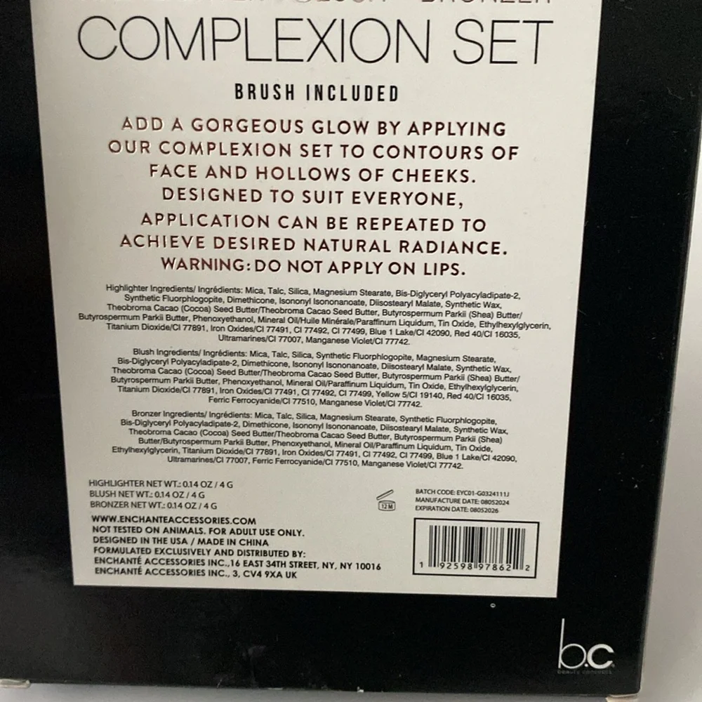 Beauty Concepts 3-Piece Complexion Set | Highlighter Blush Bronzer + Brush